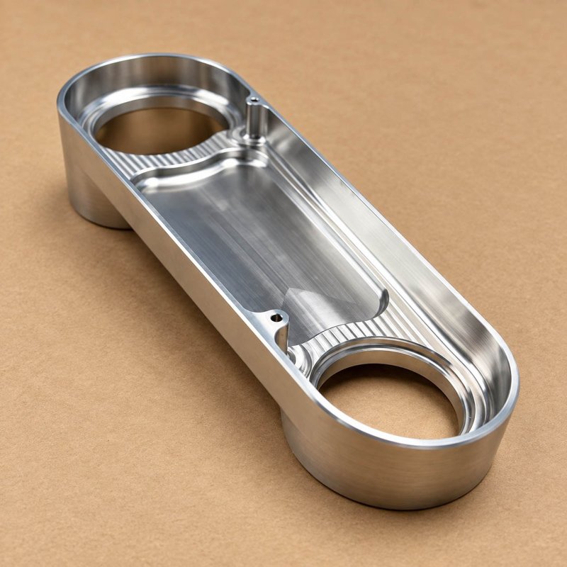 Elongated aluminum link with two large circular openings