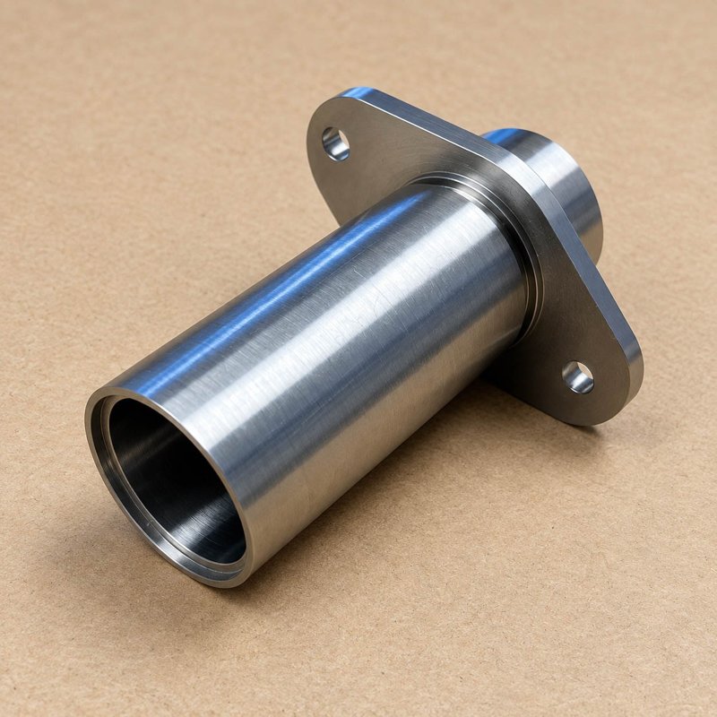 Metal tubular component with a mounting flange