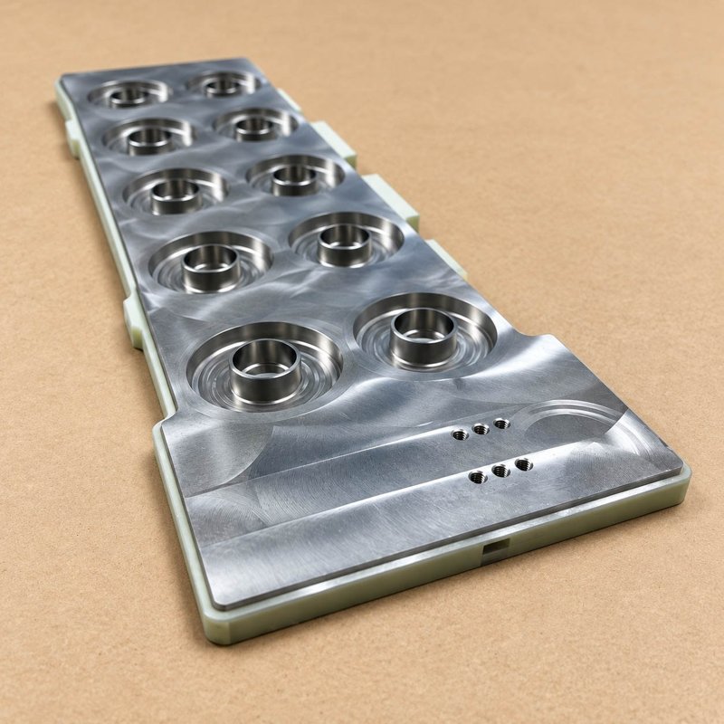Aluminum plate with four circular recessed openings