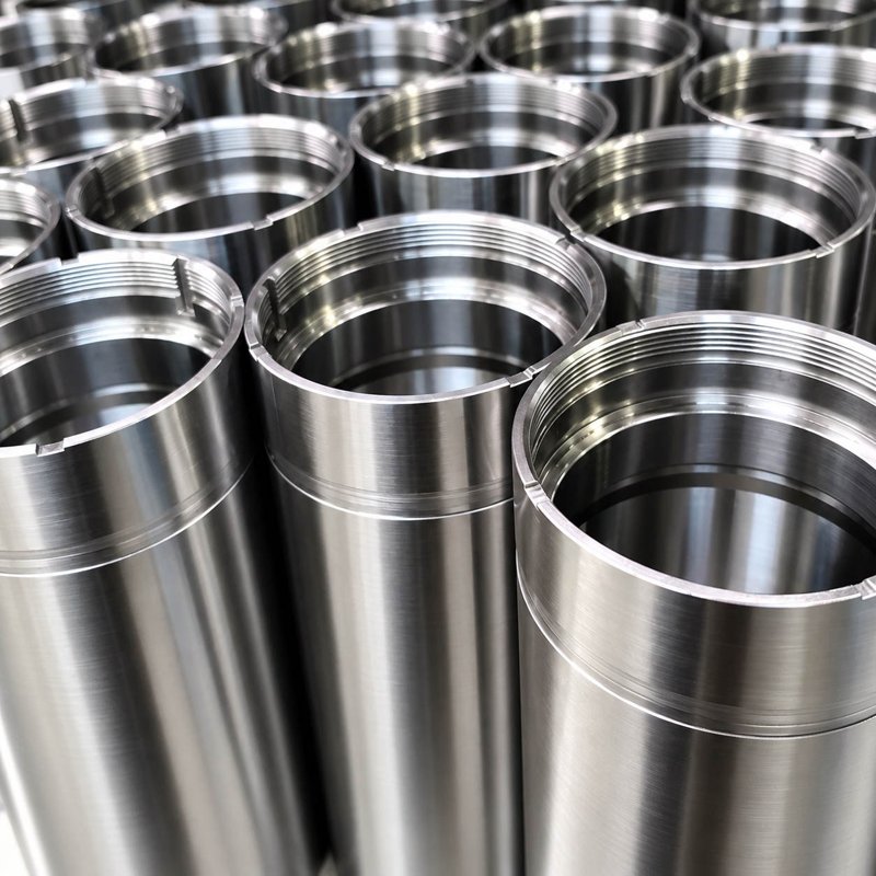Rows of polished metal cylindrical components