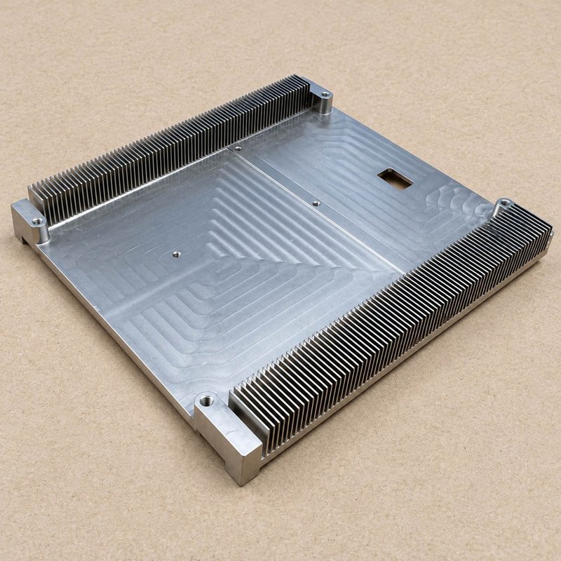 Rectangular aluminum tray with a recessed ribbed base