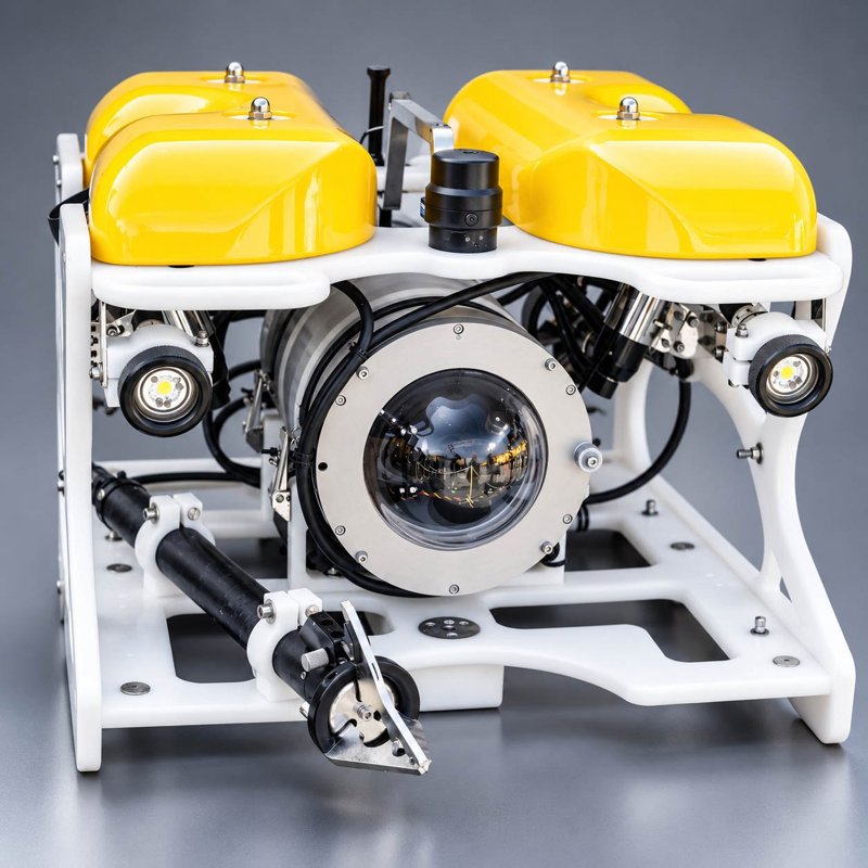 White and yellow mechanical assembly with circular housings